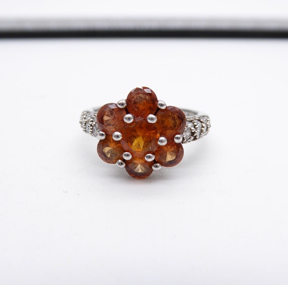 Vintage Sterling Silver DQCZ Daisy Cluster Ring