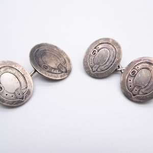 Antique Victorian W Bros Sterling Silver Belt Gents Cufflinks