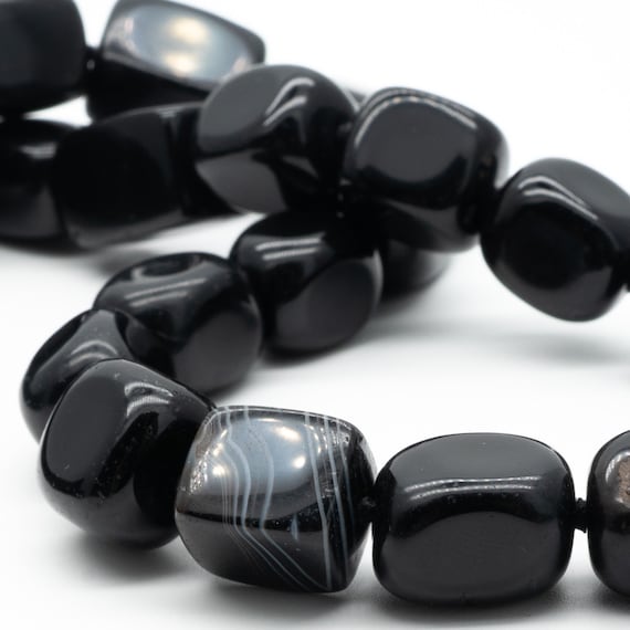 Vintage Sterling Silver Banded Agate Bead Necklace
