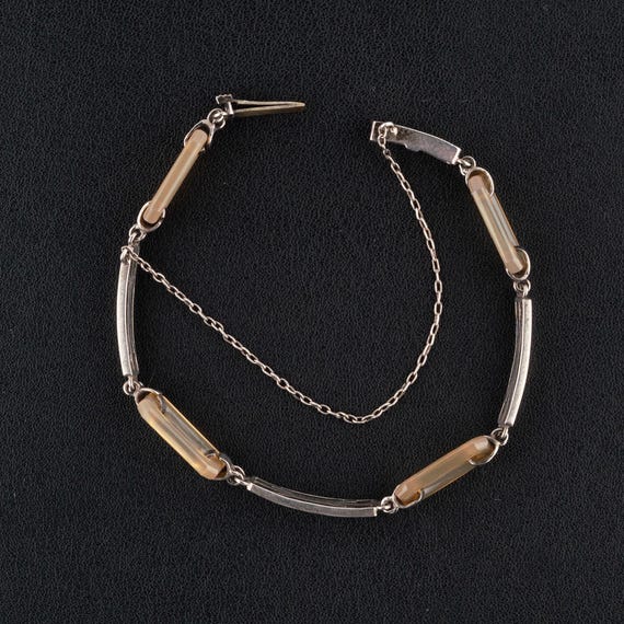Art Deco Silver Agate Bracelet