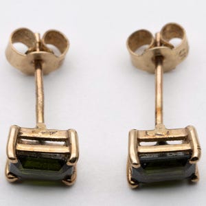 Vintage 9ct Yellow Gold Tourmaline Stud Earrings