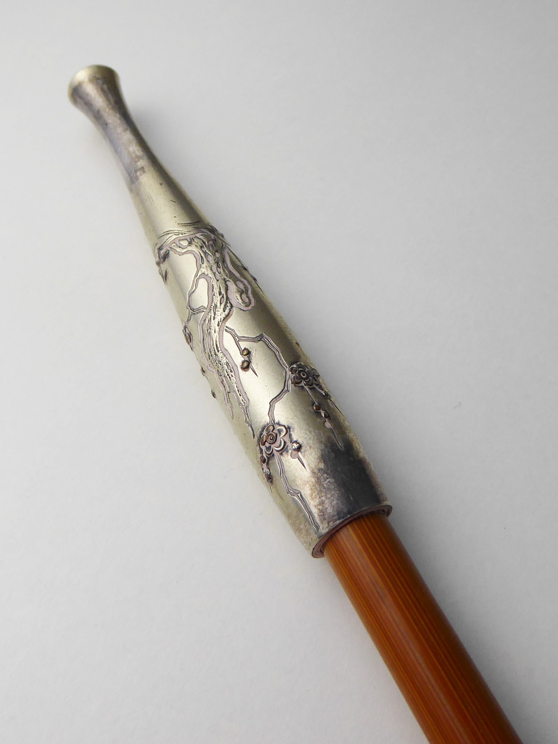 Japanese Kiseru Pipe / Tobacco Pipe / Antique C1920s Moon & Blossom Design