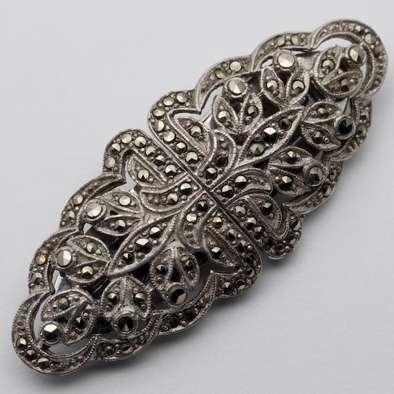 Vintage Art Deco Retro Marcasite Duette Clip Brooch