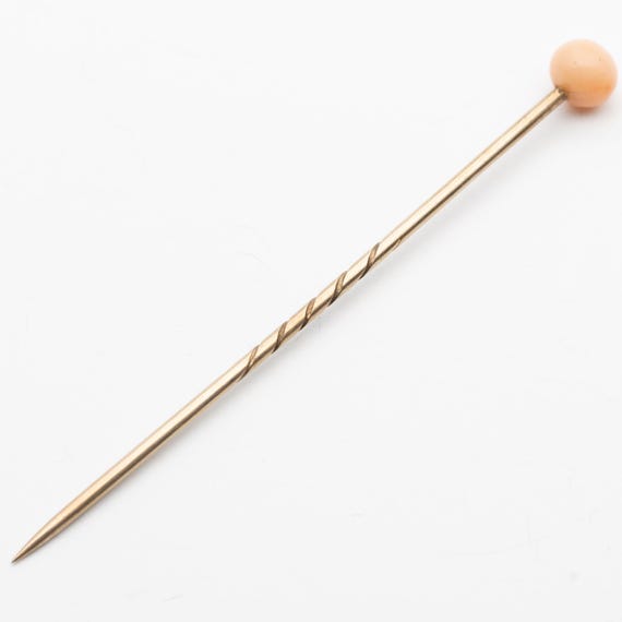 Antique Victorian Gold Angel Skin Pink Coral Stick Pin