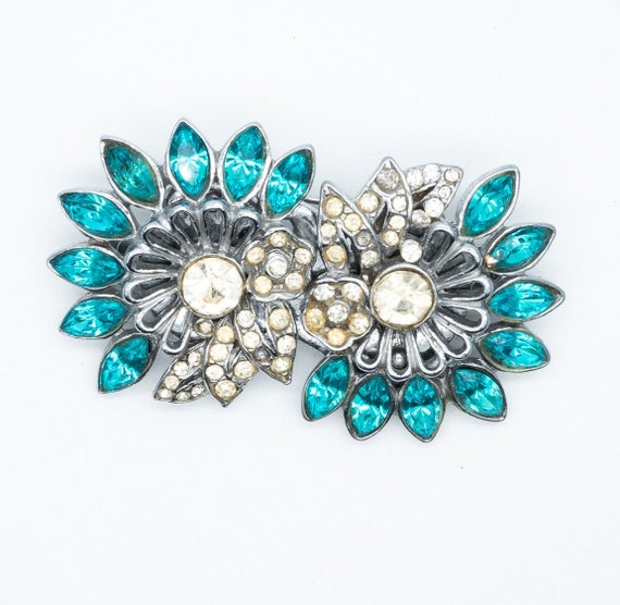 Vintage C1950s Diamante Duette Clip Brooch