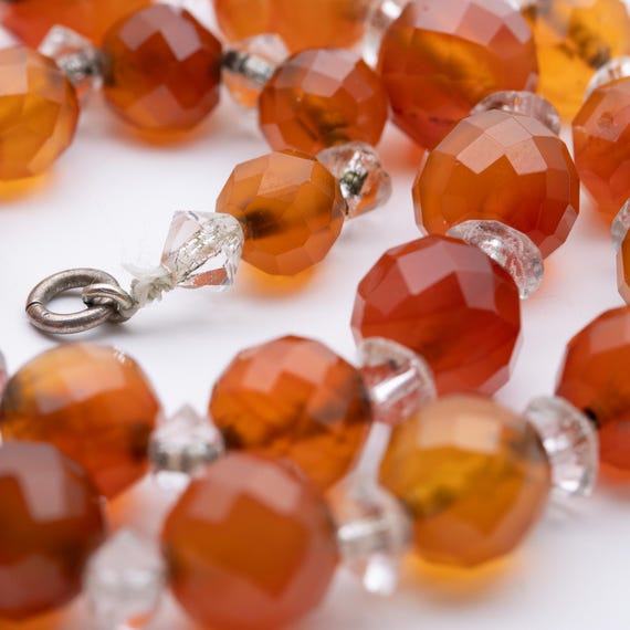 Art Deco Antique Vintage Carnelian Agate Bead Necklace