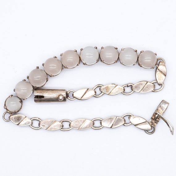 Antique Vintage Art Deco Sterling Silver Moonstone Bracelet