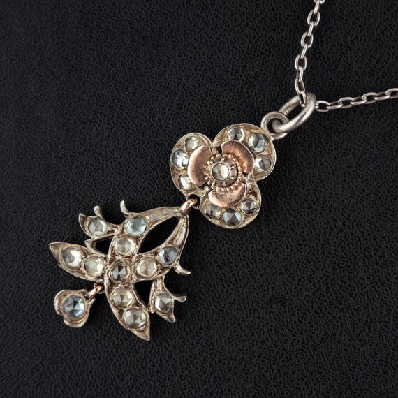 Antique Georgian Silver & Rose Gold Paste Pendant Necklace