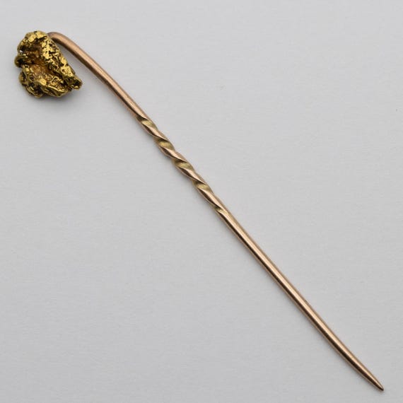 Antique Victorian Natural High Carat Gold Prospecting Nugget Stick Pin
