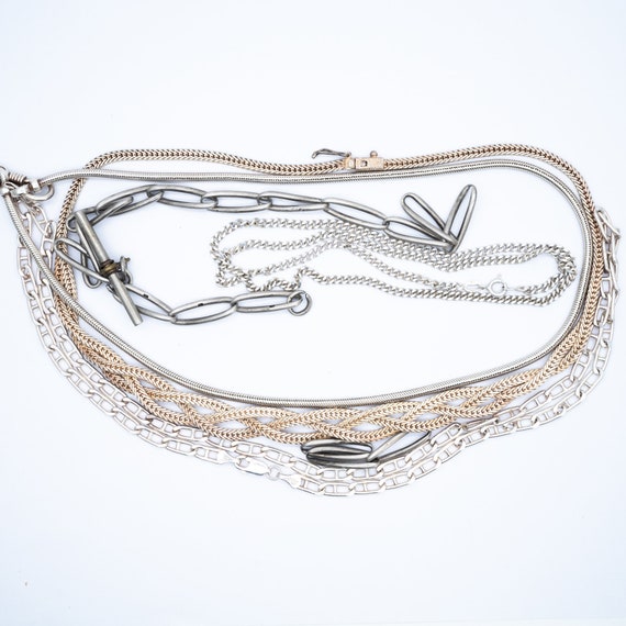 4 x Vintage Sterling Silver Chains – Albert, Snake, Anchor, Braided