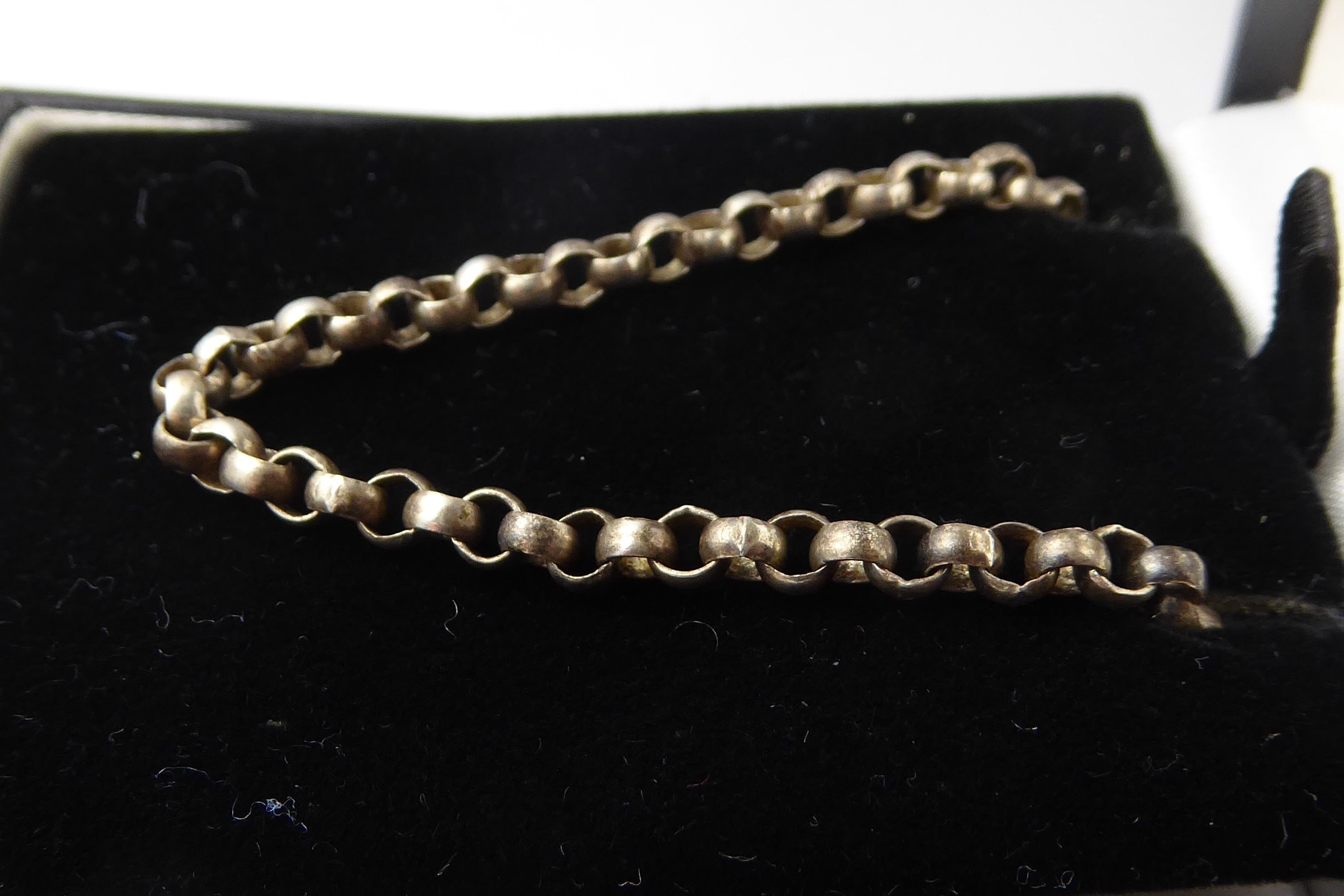 Vintage Sterling Silver Belcher Chain Necklace 23 Inch
