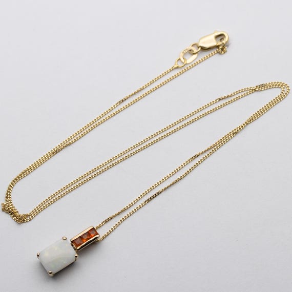 Vintage 9ct Yellow Gold Opal & Mexican Opal Pendant Necklace