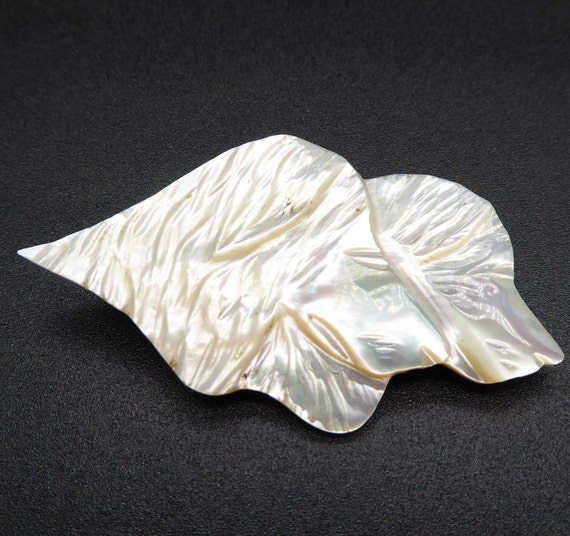Vintage Carved Mother of Pearl Afghan Hounds Dog Brooch