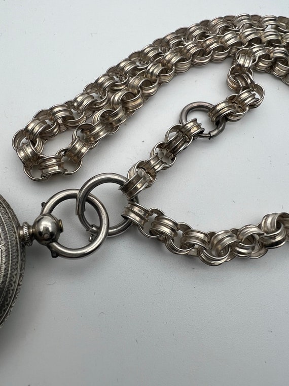 Antique Victorian Sterling Silver Book Chain Watc… - image 7