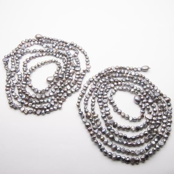 Double Strand Black Freshwater Cultured Pearl Tassel Opera Necklace