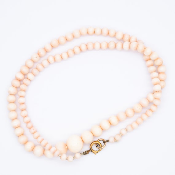 Antique Victorian Edwardian Angel Skin Coral Bead Necklace