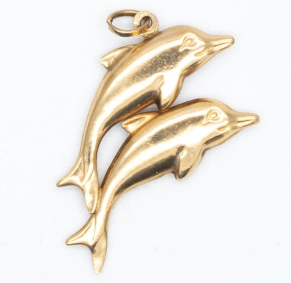 Vintage 9ct Yellow Gold Dolphin Pendant Charm