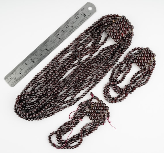 Antique Silver Gilt Multi-Strand Garnet Necklace and Double Bracelet Set