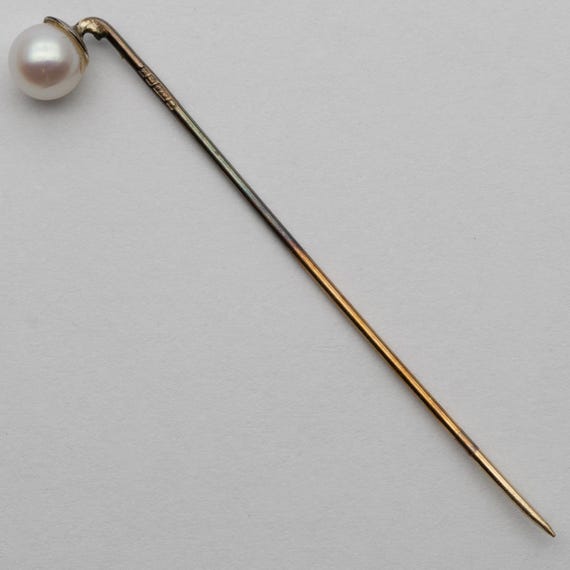 Vintage 9ct Gold Cultured Pearl Stick Pin