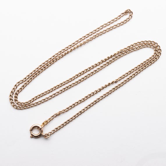 Antique Art Deco 9ct Rose Gold Curb Chain Necklace – 17.5”