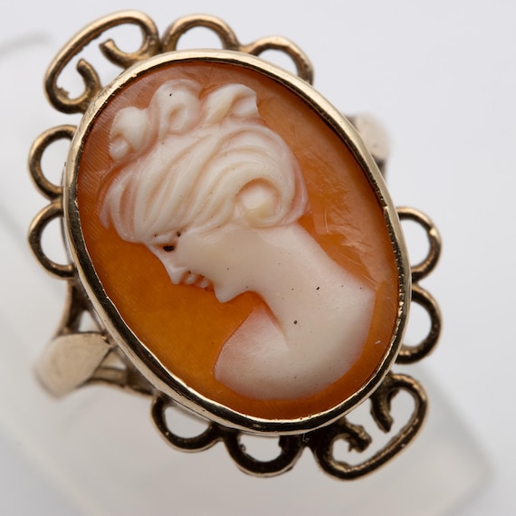 Vintage 9ct Yellow Gold Cameo Dress Ring – Size N