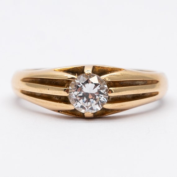 Vintage 9ct Yellow Gold Spinel Solitaire Ring – Size S – 70th birthday – London 1955