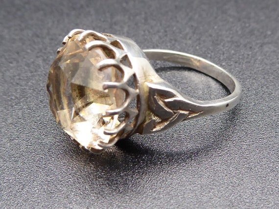 Vintage Dawson Bowman Scottish Celtic Sterling Silver Glass Solitaire Ring – Size Q 1/2