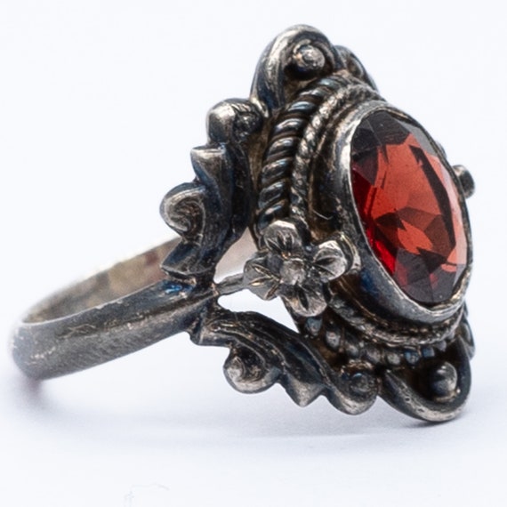 Vintage Sterling Silver Garnet Dress Ring – Size N