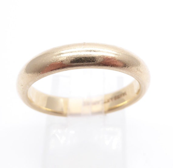 Vintage 14ct Yellow Gold JR Wood Sons Art Carved Wedding Band – P