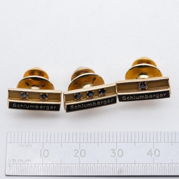Lot 3 x 14ct Yellow Gold Schlumberger Long Service Pins - 5.30g