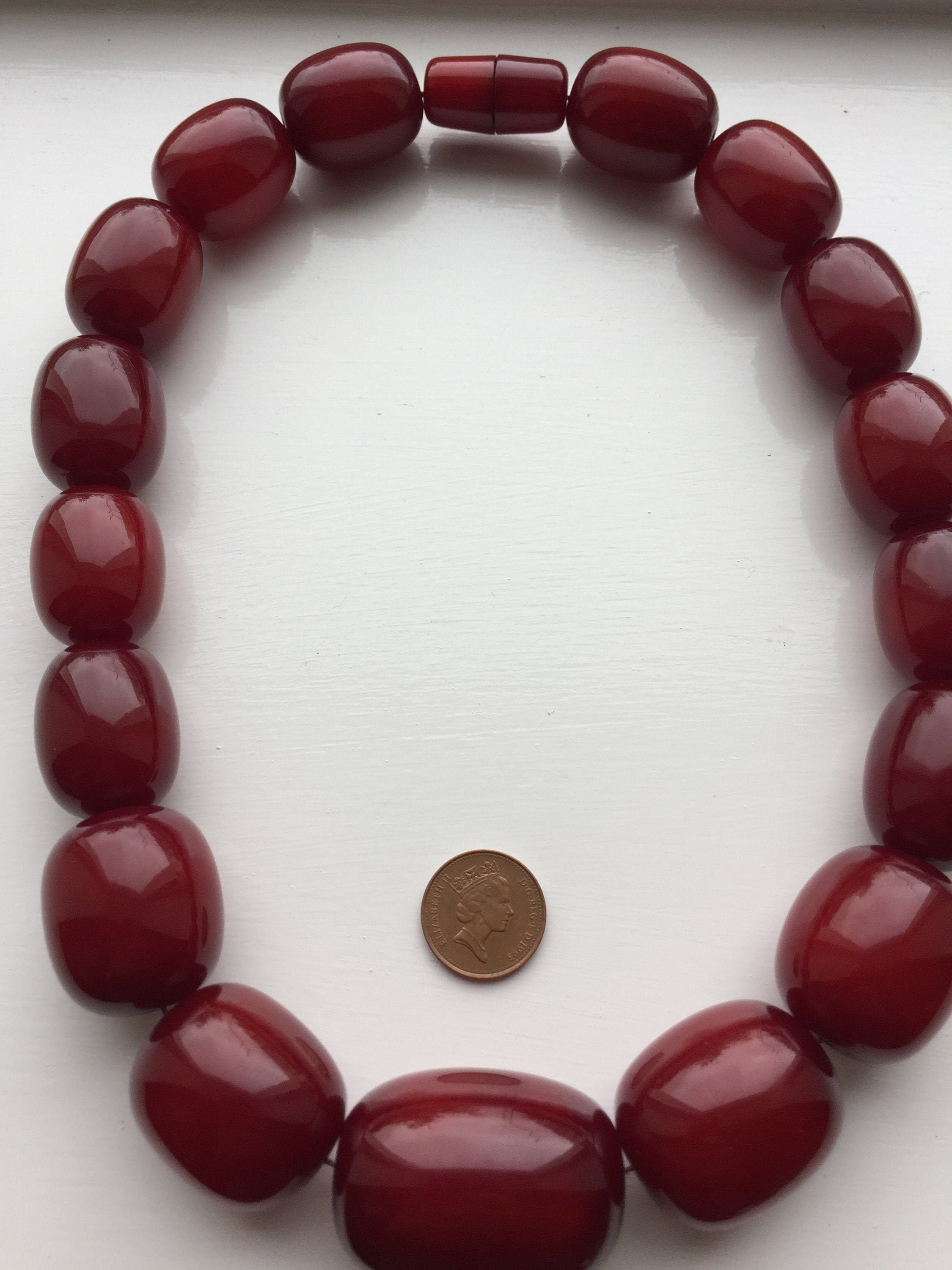 Genuine Cherry Amber Necklace. Stunning color, with round beads. 25.5 –  Earthly Adornments