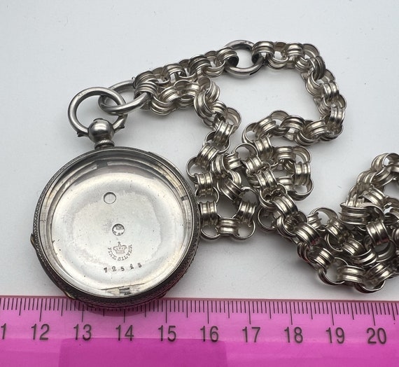 Antique Victorian Sterling Silver Book Chain Watc… - image 3