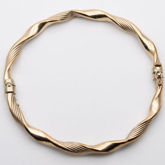 Vintage 9ct Yellow Gold Twisted Bangle Bracelet
