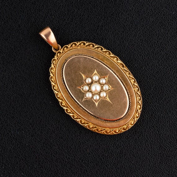 Antique Victorian 14ct 15ct Gold Seed Pearl Locket Pendant