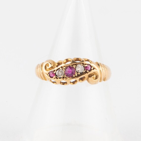 Antique Victorian Edwardian 18ct Gold Ruby & Diamond Ring