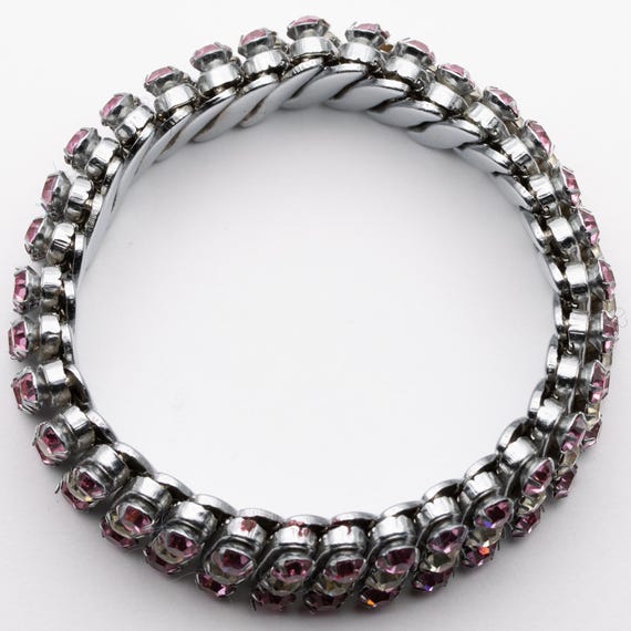 Antique Art Deco Pink Diamante Expanding Cuff Bracelet