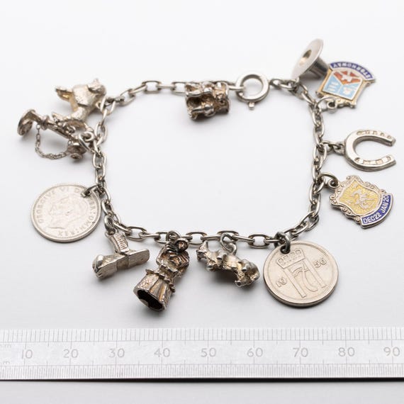 Vintage Sterling Silver Charm Bracelet – Telephone, Poodle, Toby Jug, Sphynx