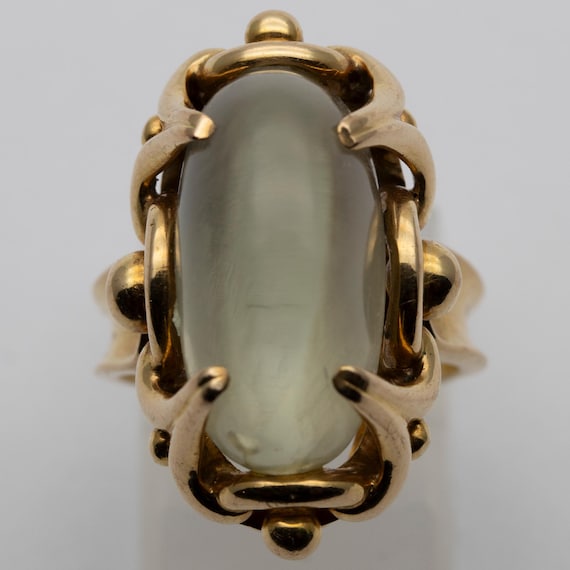 Vintage 18ct Yellow Gold Cats Eye Moonstone Cocktail Ring- Size L