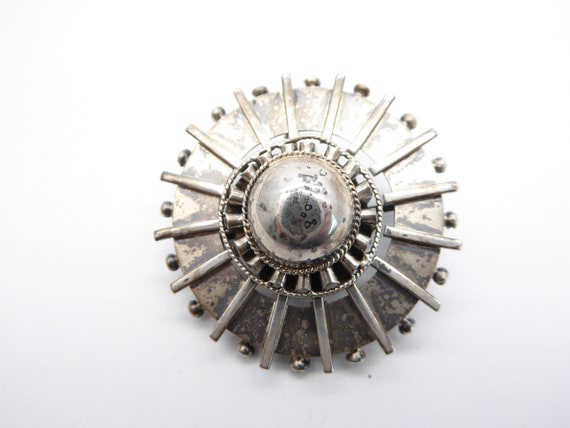 Antique Victorian Sterling Silver Etruscan Aesthetic Target Brooch
