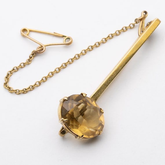 Antique Victorian Haley’s Comet Citrine 9ct Gold Pin Brooch