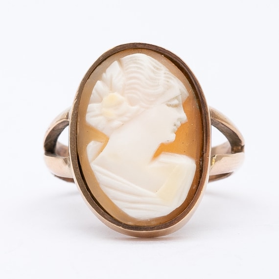 Antique Victorian Female Figure Shell Cameo Ring – Size O