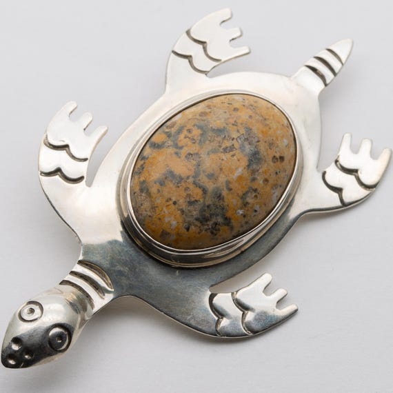 Vintage Sterling Silver Mexico C11 Turtle Pin Brooch