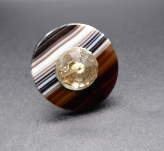 Antique Victorian Banded Agate and Citrine Target Brooch