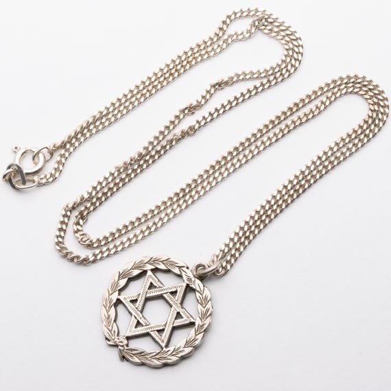 Vintage Sterling Silver Star of David Pendant Necklace