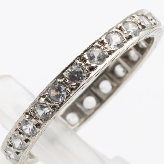 Vintage C1960s 9ct White Gold Spinel Full Eternity Ring – Size R