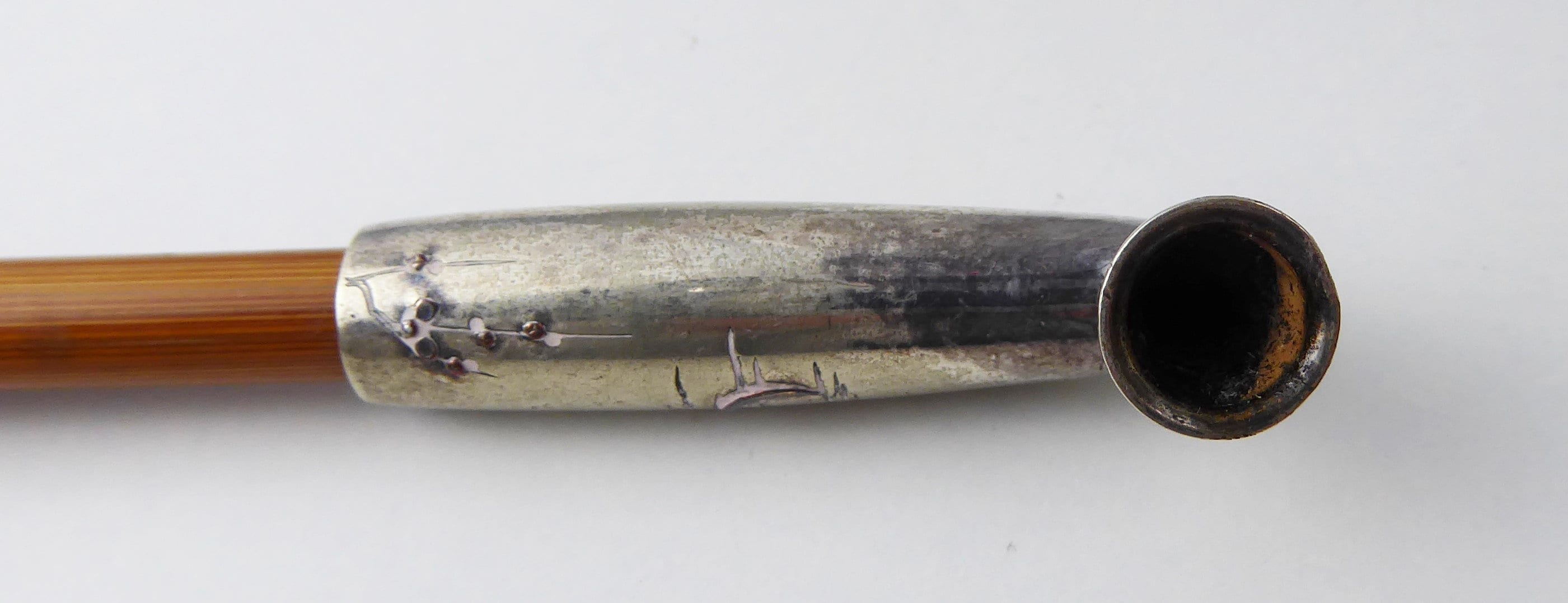 Japanese Kiseru Pipe / Tobacco Pipe / Antique C1920s Moon & Blossom Design