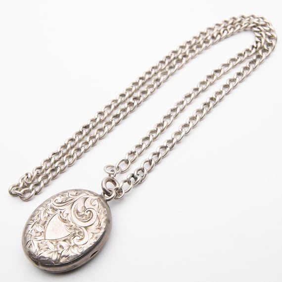 Antique Edwardian Chester Silver Locket & Chain