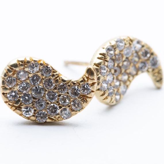 Vintage 9ct Yellow Gold CZ Angel Wing Stud Earrings