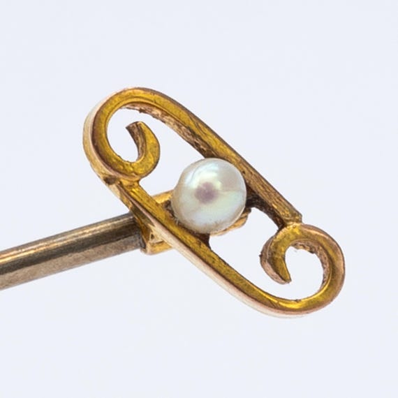 Victorian 9ct Gold Pearl Stick Pin