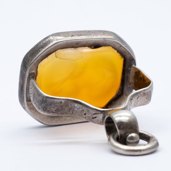 Antique Georgian Victorian Carnelian Agate Intaglio Silver Fob Seal Pendant